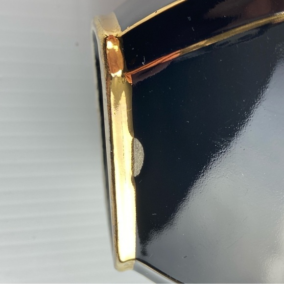 Sadler Antique Cube Black Cream and Sugar Set 1922 Gold Gilt - Picture 11 of 11